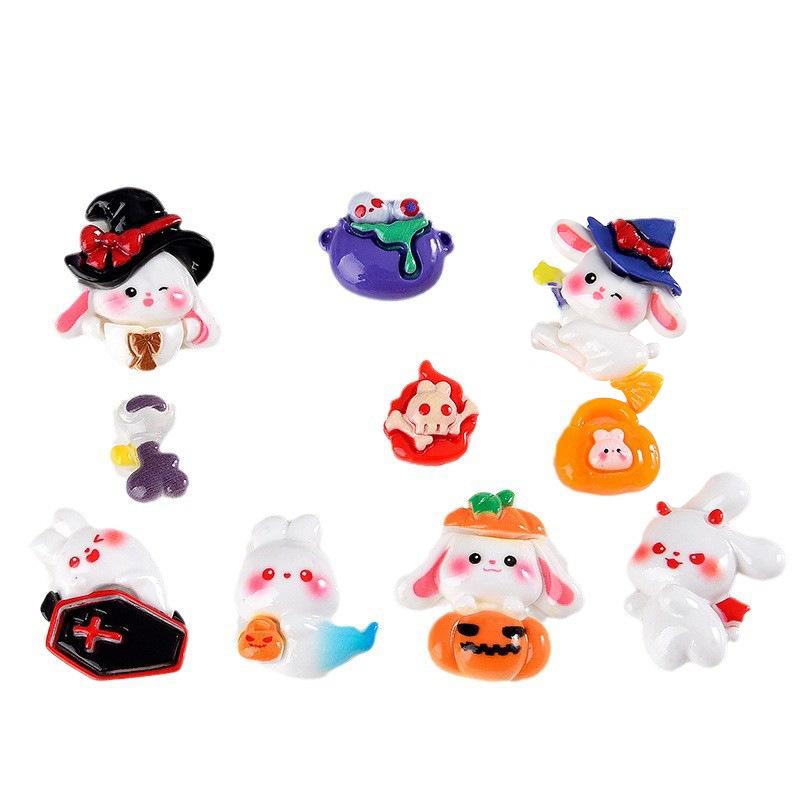 Halloween Resin Small Accessories Ghost Rabbit Hair Clips Jewelry Accessories Phone Cases Cream Glue Accessories