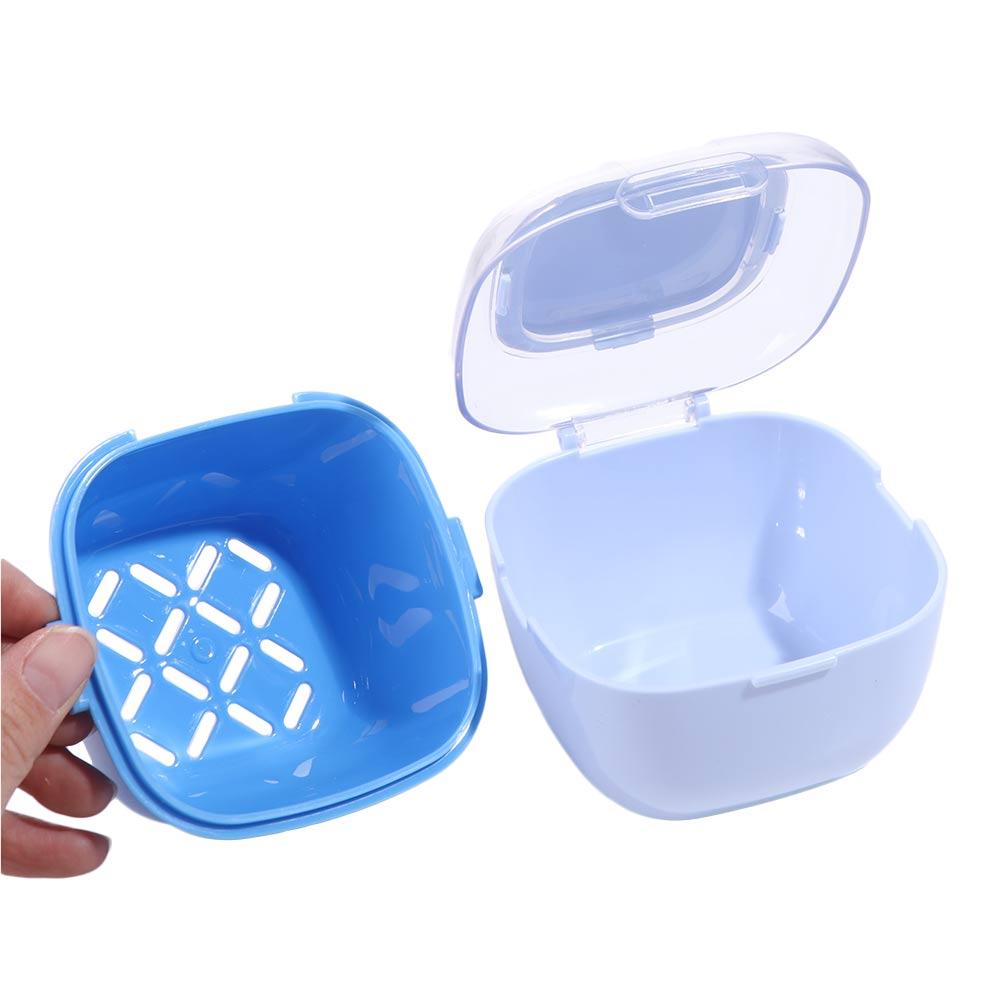 Sealed Orthodontic Retainer Storage Case Plastic Denture Soaking Cleaning Box  Travel