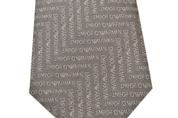 Emporio Armani Silk Tie with Brand Logo Blade eea23s008 GREY (8.5cm Width) 3R604-00041