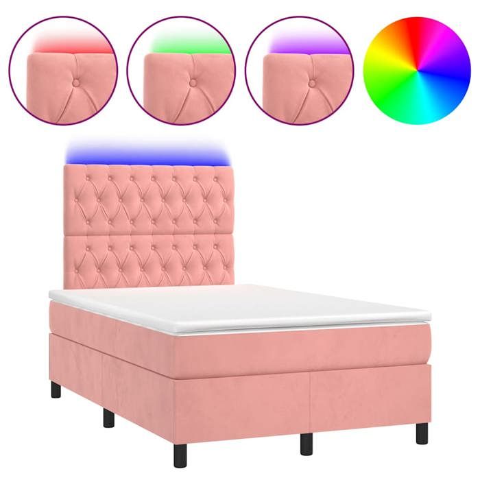 Exklusives Haus - Lattenrost und LED-Matratze rosa 120x190 cm Samt