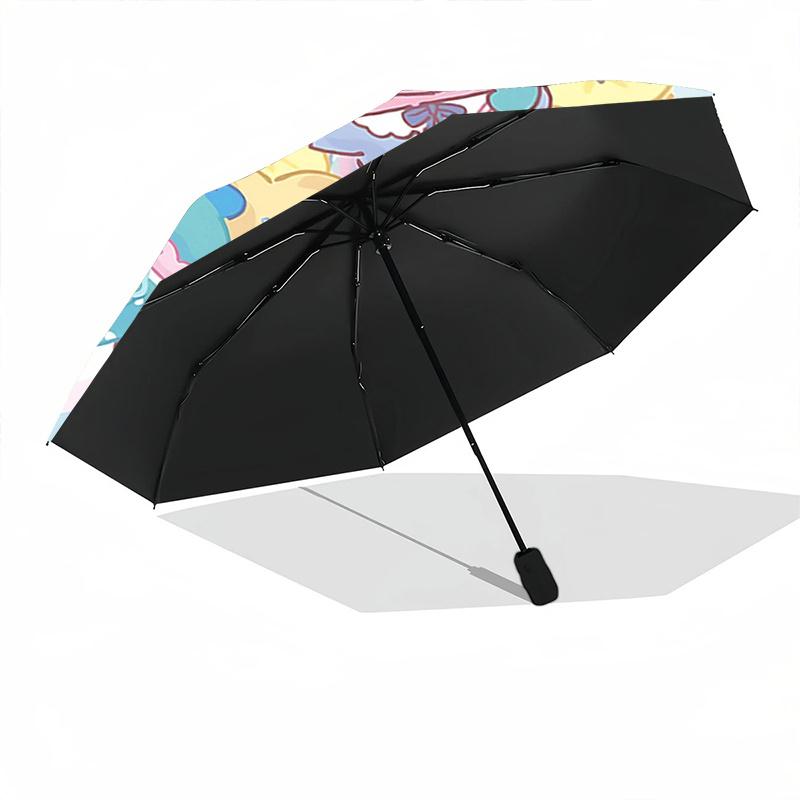 1pc HANGYODON 40th Anniversary Automatic Folding Umbrella with Cute Characters, Portable Tri-Fold Design, 8-Rib Iron Frame, Outdoor Use, Ideal Gift Fo