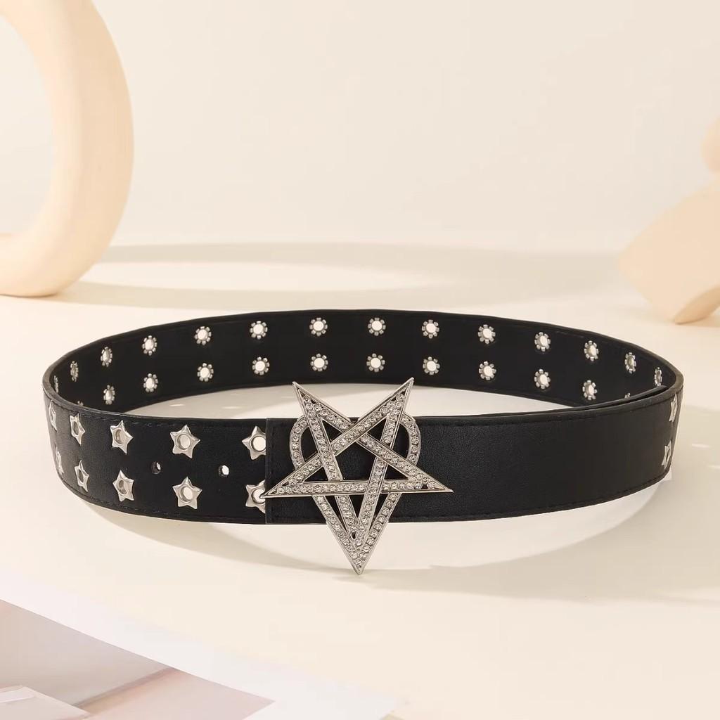 Rose Pink Water Drill Rivet Belt With Alloy Buckle For Fashionistas And Trendy Outfits