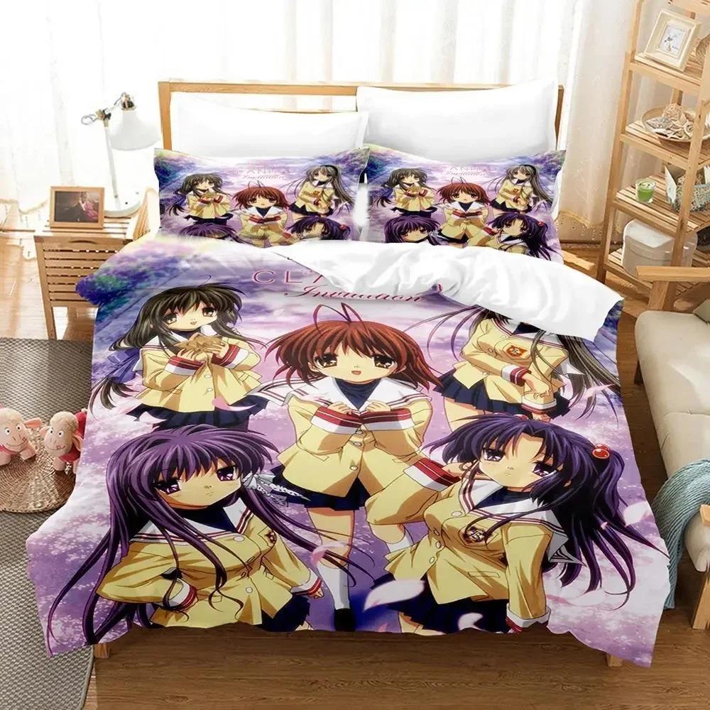 

3D Print Anime CLANNAD Bedding Set Duvet Cover Pillowcase Comforter King Queen Size Boys Adult Bed Set 70x133cm 2pcs