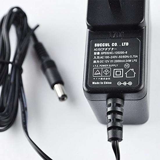 SUCCUL AC-adapter, 12V 2A, OEM-produkt, Senterpositiv, Switching-type, 24W utgang, 5,5 mm ytre diameter (2,1 mm indre diameter) Utgangsplugg, PSE
