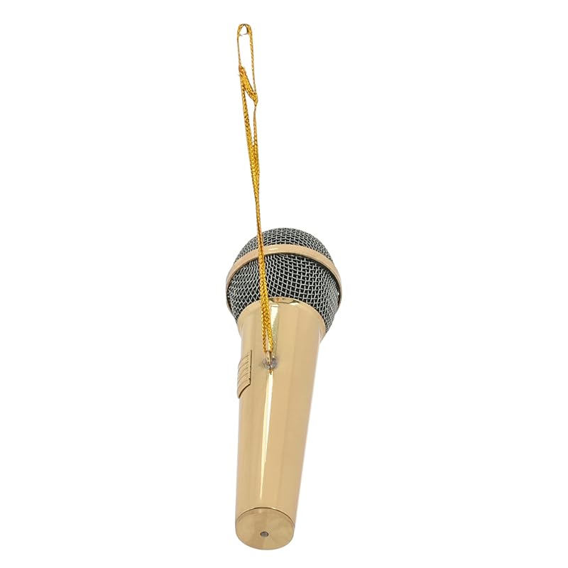 Broadway Gifts Co Polished Gold Tone Microphone 3 inch Brass Hanging Ornament - Microphone Ornament Gifts for Musicians 3 inch золотой