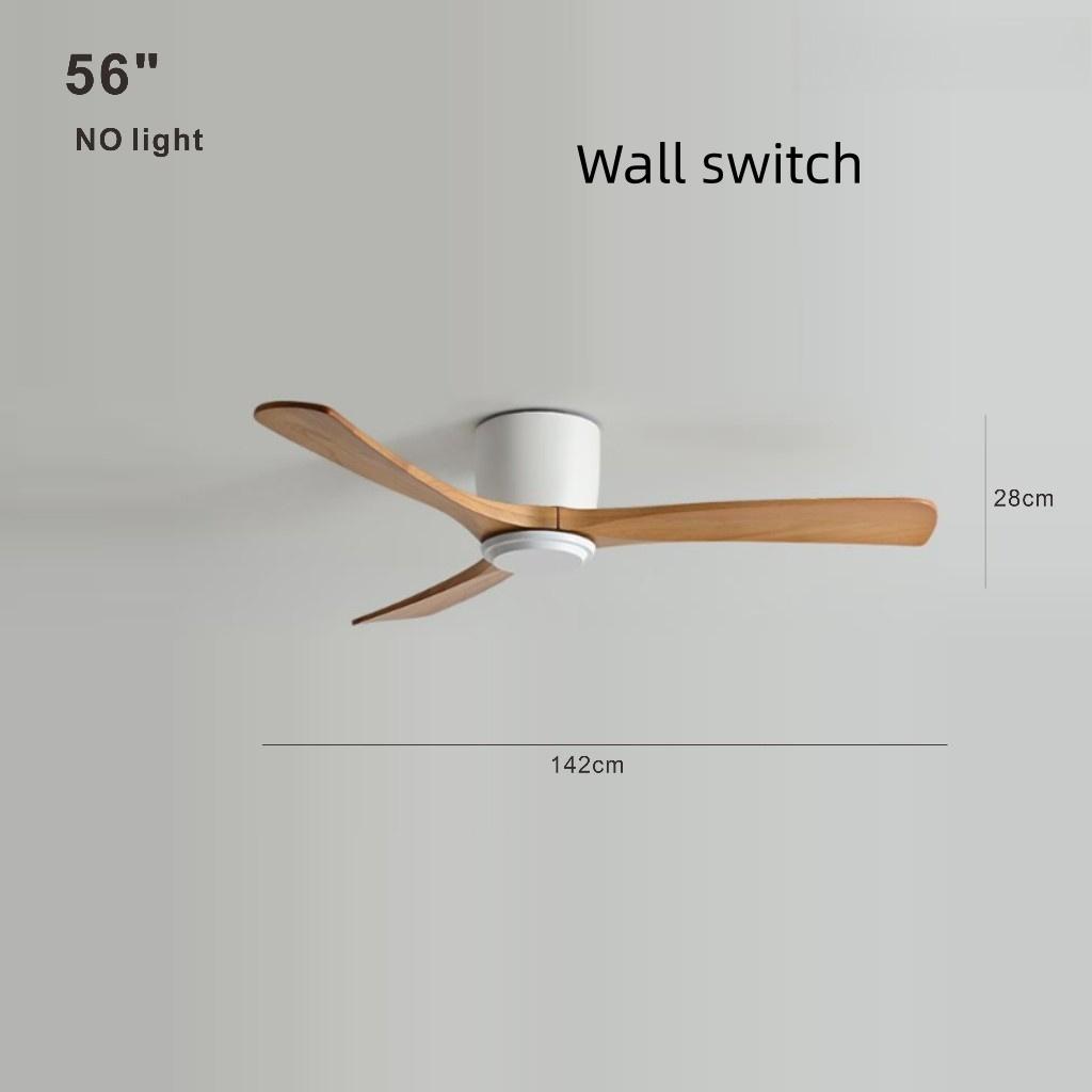Nordic Minimalist Variable Frequency Fan Living Room Bedroom Solid Wood Ceiling Fan Creative Villa Hotel Decoration Fan