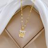 Light Luxury Cute Bear Full Of Zirconium Inlaid Real Gold Necklace Women'S Transfer Collarbone Chain With Jewelry