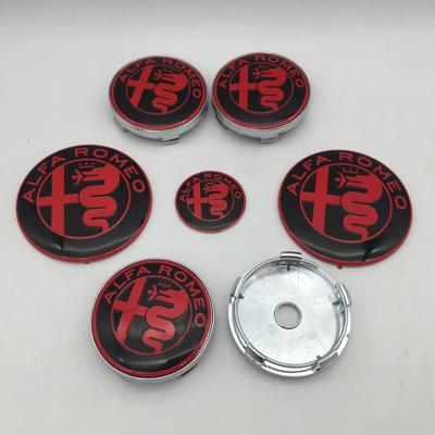 7pcs forCar Emblem Front Hood Badge Rear Trunk Wheel Cover Caps Steering Sticker Styling 2x74mm 4x60mm Cap 1x40mm