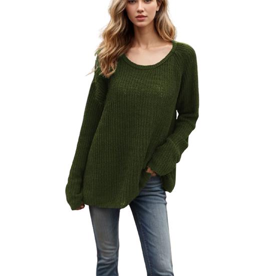 Damen Strickpullover mit Rundhalsausschnitt, warm, langärmelig, Strickpullover, Oberbekleidung