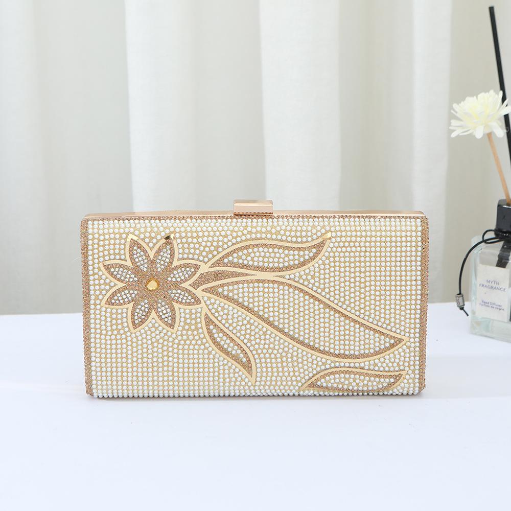 

Exquisite Clutch Bag Pearl Embedded Flower Pattern Surface Women Elegant Chain Crossbody Shoulder Bag Lady Evening Noble Handbag золотой