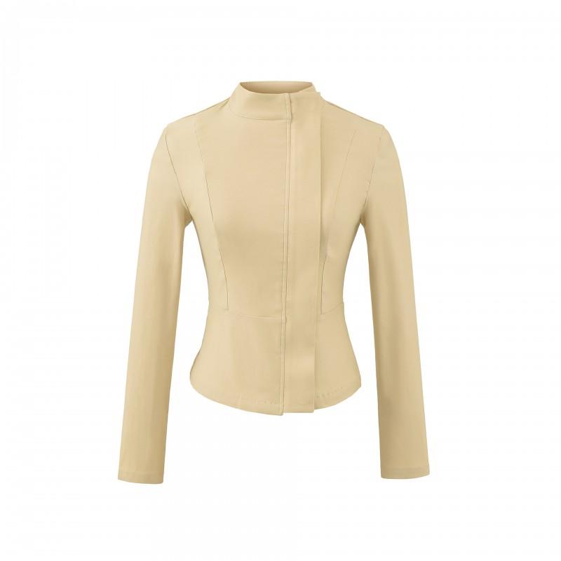 Womens Semi-Turtleneck Light Workwear Jacket Solid Color Office Casual Top