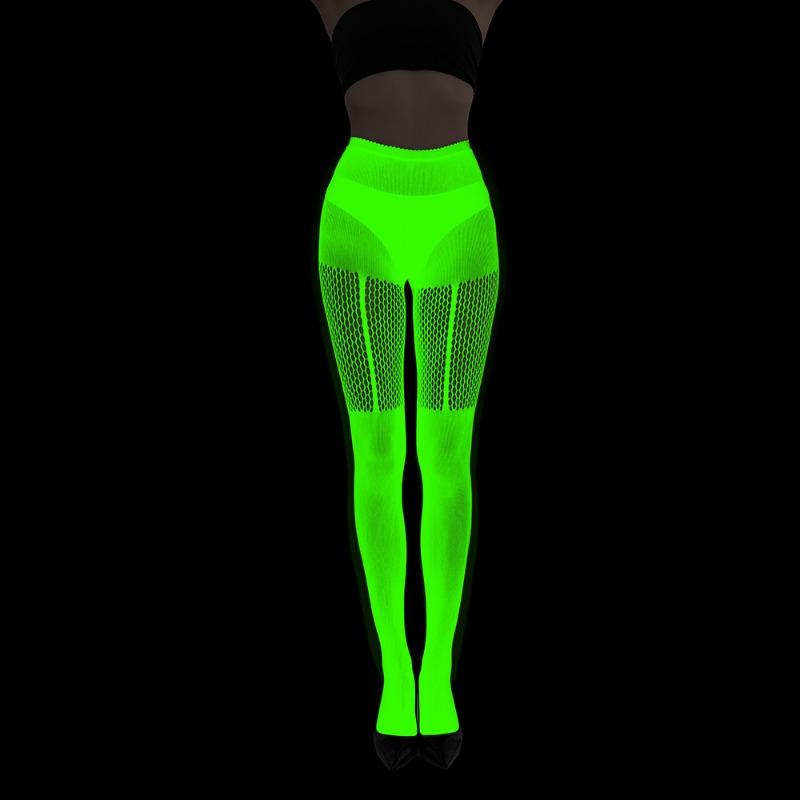 Fluorescent Pantyhose Luminous Fishnet Socks Green Light Sexy Tattoo Lace Body Jacquard Lace Hollow Socks