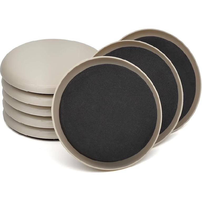 Furniture Sliders, 8 Pcs 3 1/2'' Furniture Sliders Pads for Hardwood Floors, Chair Legs Floors Protectors, Reusable Round Glides Glider, Heavy Duty
