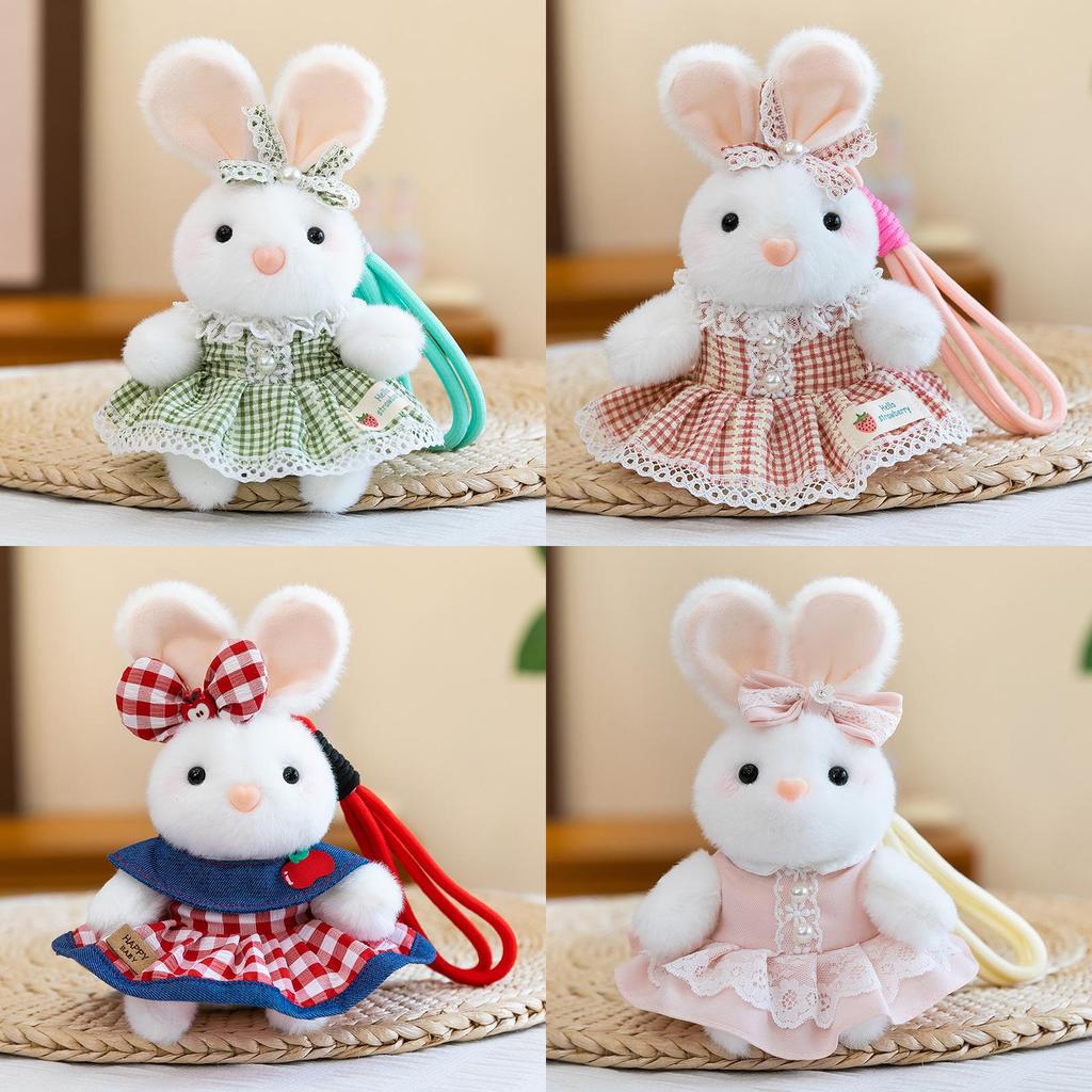 Plush Bunny Keychain With Short Plush Fabric For Girls Gift And Backpack Decor