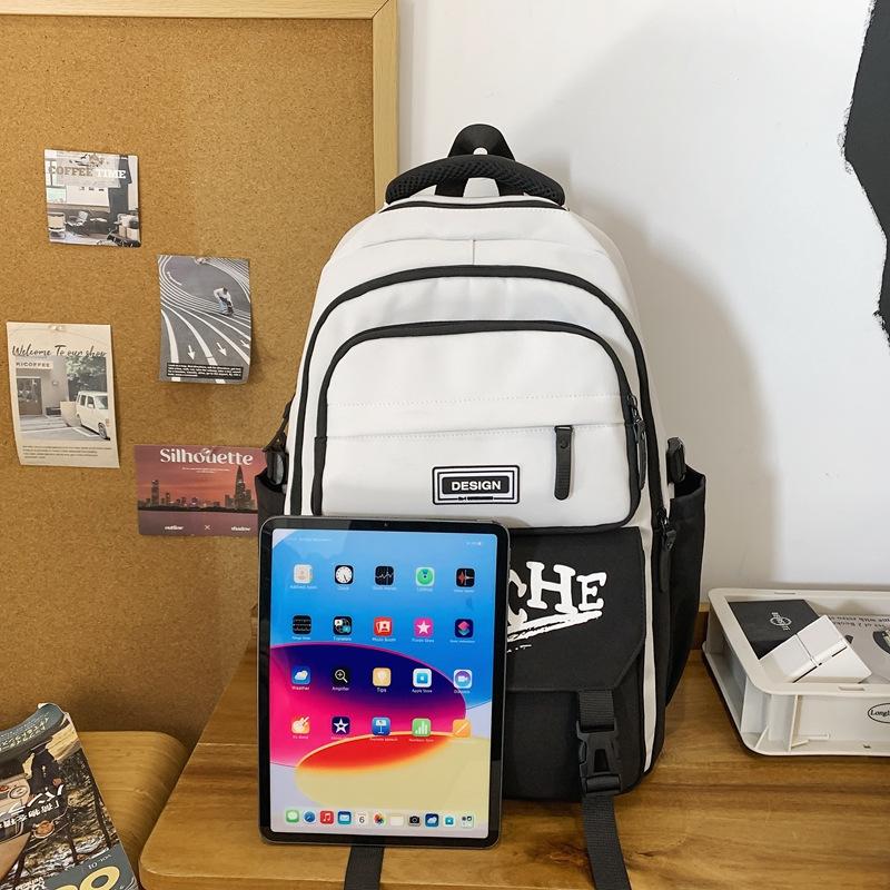 Casual simple and lightweight backpack large capacity letter printing junior high school high school student schoolbag female couple travel bag