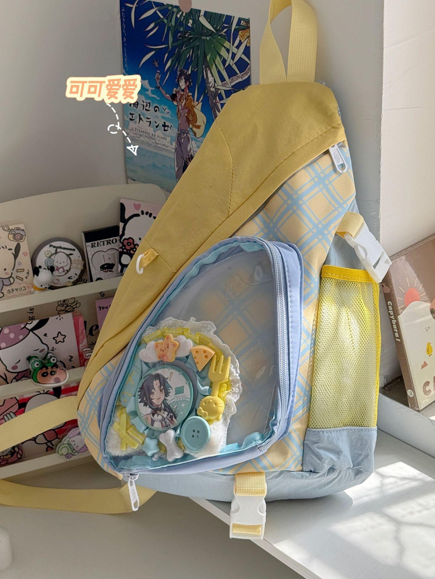 

Teenage girls high value chest bag Japanese version of transparent ItaBag Korean version of the lovely soft girl slant cross жовтий