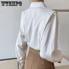 Vintage Satin Ruffle Shirt Women's White Design Sense Small Spring and Autumn Long Sleeved Premium Chic Shirt