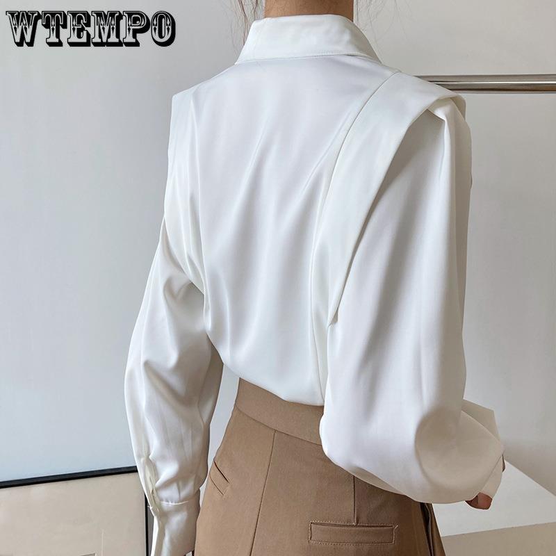 Vintage Satin Ruffle Shirt Women's White Design Sense Small Spring and Autumn Long Sleeved Premium Chic Shirt