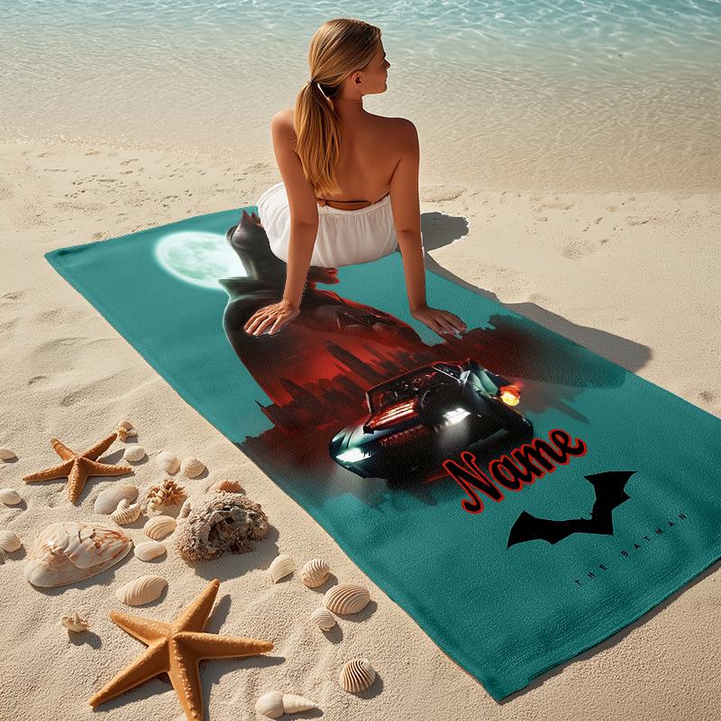 Custom Name Batman Saga Stylish Digital Printing Beach Towel Quick‑Drying Absorbent Blanket for Beach Pool Gym Travel
