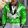 Christmas Men's Christmas Costume Suit Tie Printed Tuxedo Shirt Dress Shirt Long Sleeve Fashion Casual Outdoor Party Spring Fall