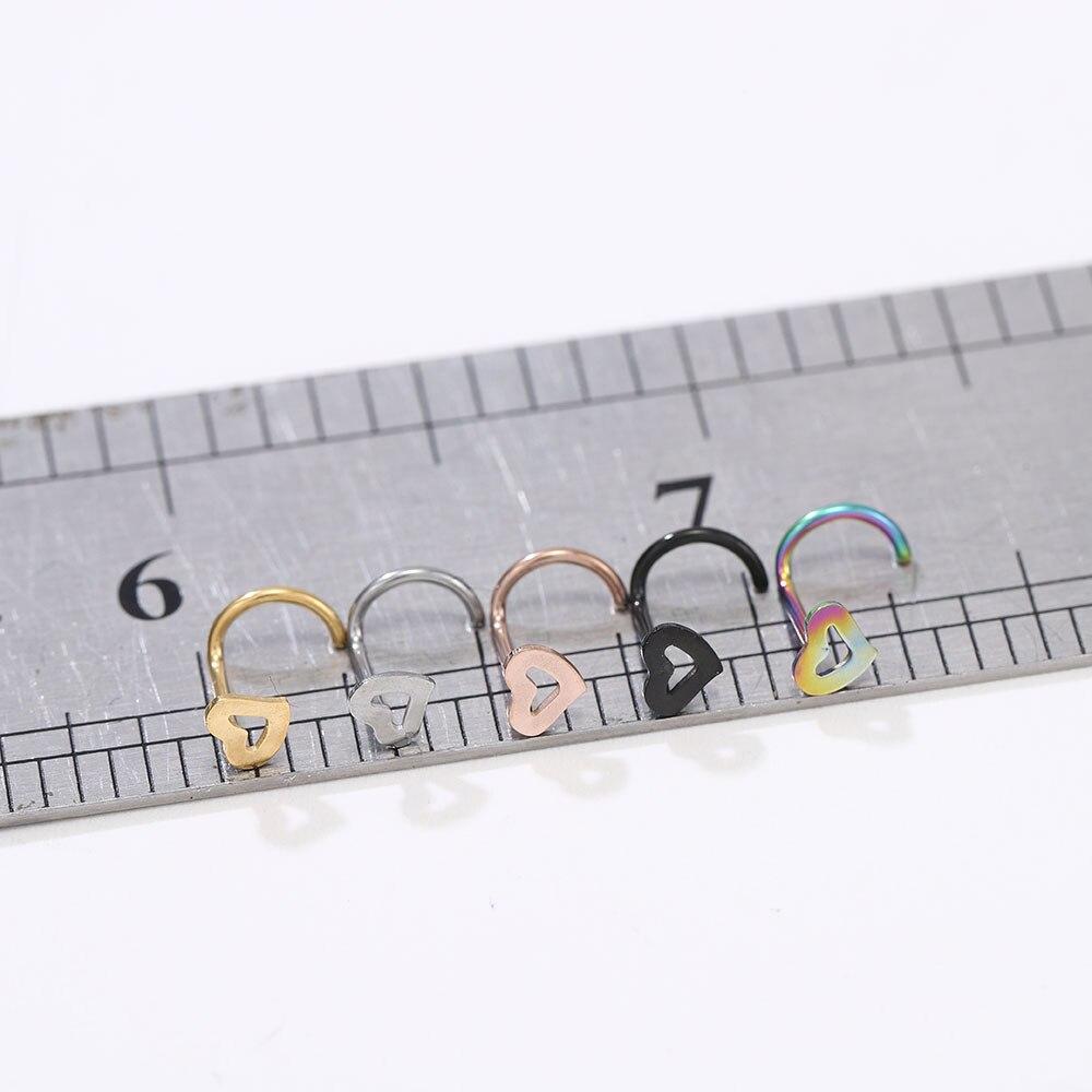 1 buc 20G Inimă Știfturi pentru nas cârlige piercing nas Nazir pentru femei Bărbați Culoare neagră Bend Inele pentru nas Bijuterii Nas Stud Piercing Oreja
