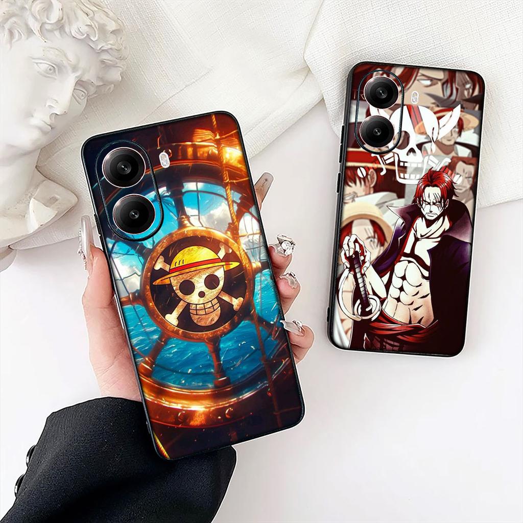 Red Hair One Luffy Pieces Shanks Phone Cover for Motorola Moto E13 E20 E32 E22 E14 E15 G32 G60 G72 G7 G8 G82 G9 Plus Power Case