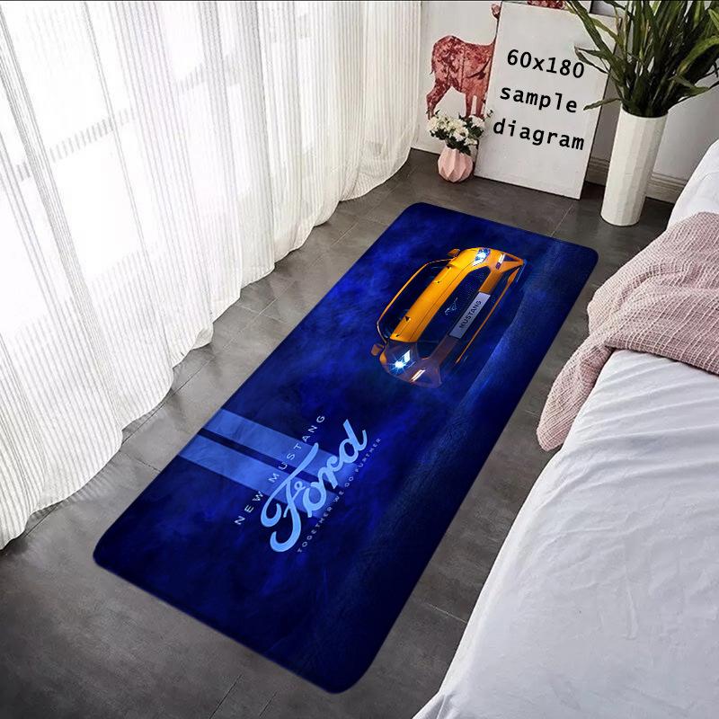 Sports Car Design Carpet Mat Rug - Green/Blue Racing Vehicle Pattern Home Decoration for Living Room Bedroom Non-Slip Floor Mat