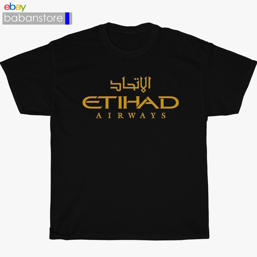 New Etihad Airways Retro Logo Black/White/Gr<wbr/>ey/Navy TShirt Size S5XL Unisex T-Shirt