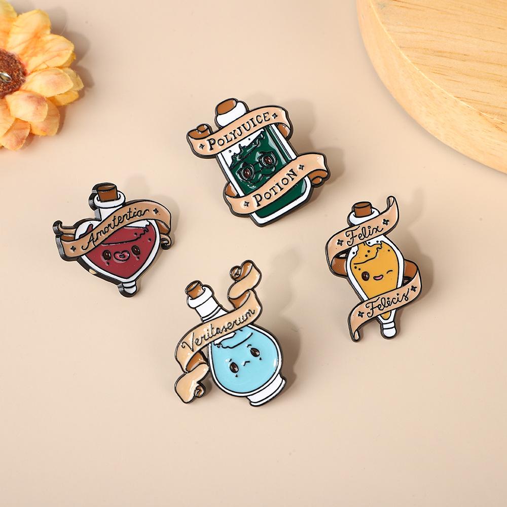 Cartoon Magic Medicine Bottle Fun Brooch Oil Drip Enamel Clothing Bag Decorative Brooch Badge