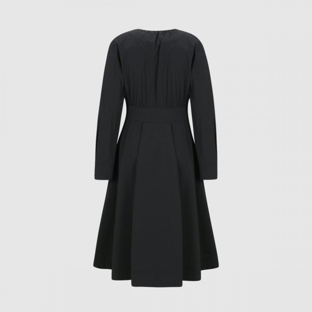 24ss Cross Zip Pleats Flare Dress Bk