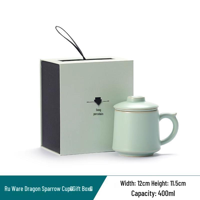 Ru Ware Ceramic Teacup with Tea & Water Separation Filter - Office Gift