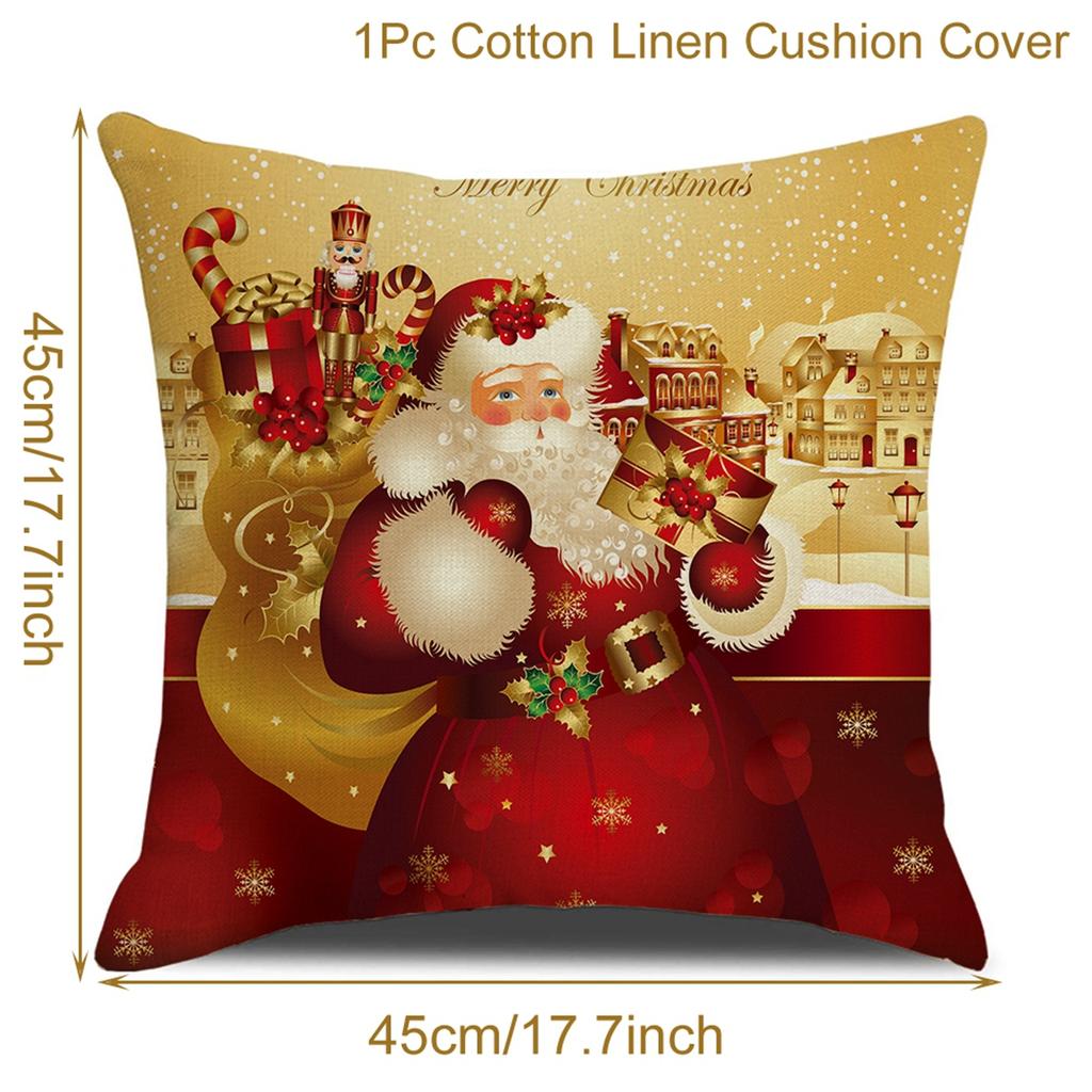 Christmas Cushion Cover Merry Christmas Home Decoration Santa Pillowcase Ornament Navidad 2023 Happy New Year 2024