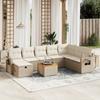 Vidaxl 9-Cz. Garden Furniture Set With Cushions, Beige, Poly Rattan