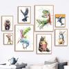 Watercolor Bear Rabbit Whale Dog Eagle Frog Wall Art Canvas Painting Nordic Posters And Prints Pictures For Living Room Decor