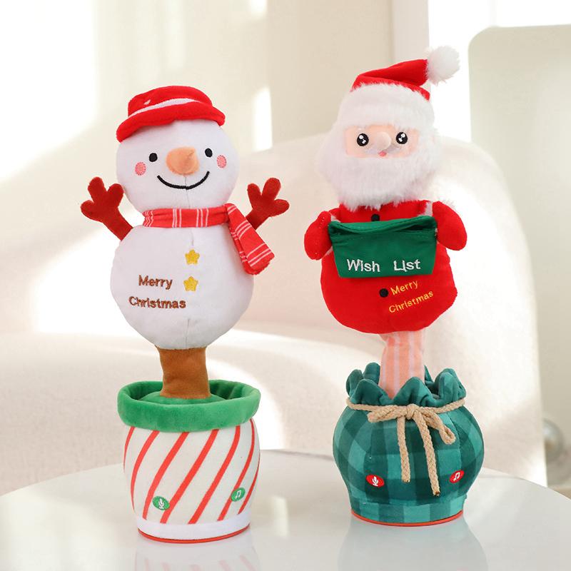 Christmas Series Electric Animal Plush Toy Santa Claus Snowman Singing Dialogue Doll Panda Sloth Soft Christmas Gift for Kids