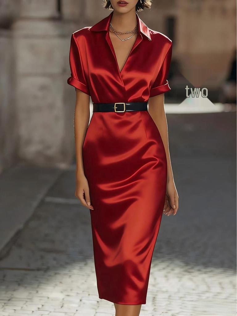 European and American Cross-Border E-commerce Slim-Fit Waist-Cinching High-End Women's Spring/Summer Dress