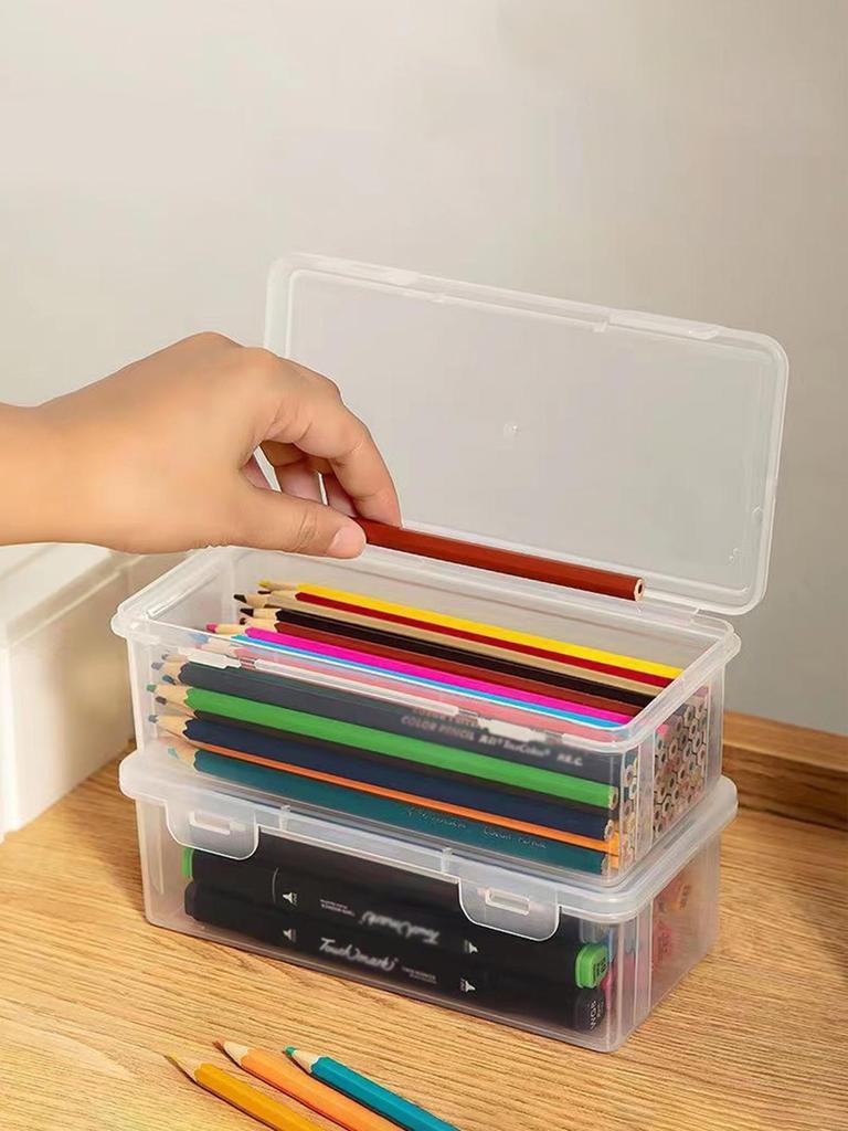 Large Capacity Transparent Pencil Box: Minimalist, Stackable, and Multifunctional for Students and Artists