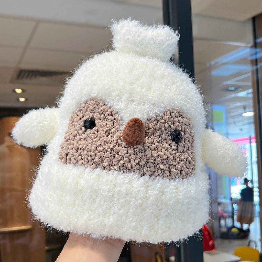 A New Japanese Style Plush Knitted Hat for Women's Autumn and Winter Thickened with Fleece Warm and Versatile Ear Protecting Hood