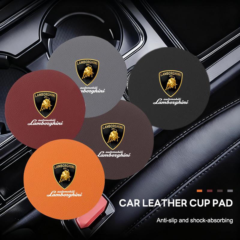 2Pcs Car LOGO Coaster Interior Water Cup Anti-slip Pad Accessories For Lamborghini Urus HuracanAventadorPremium Auto Accessories TT1