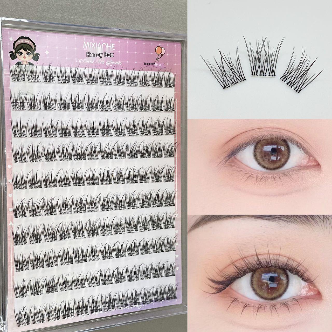 

Медовая коробочка Макияж без макияжа Прозрачная лента Рыбий хвост Мягкие накладные ресницы (Бесклеевой, Большая вместимость)