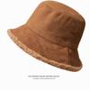 Autumn/Winter Double-Sided Japanese Bucket Hat Women'S Warm And Cold-Proof Face Cover Thickened Imitation Lamb Plush Basin Cap