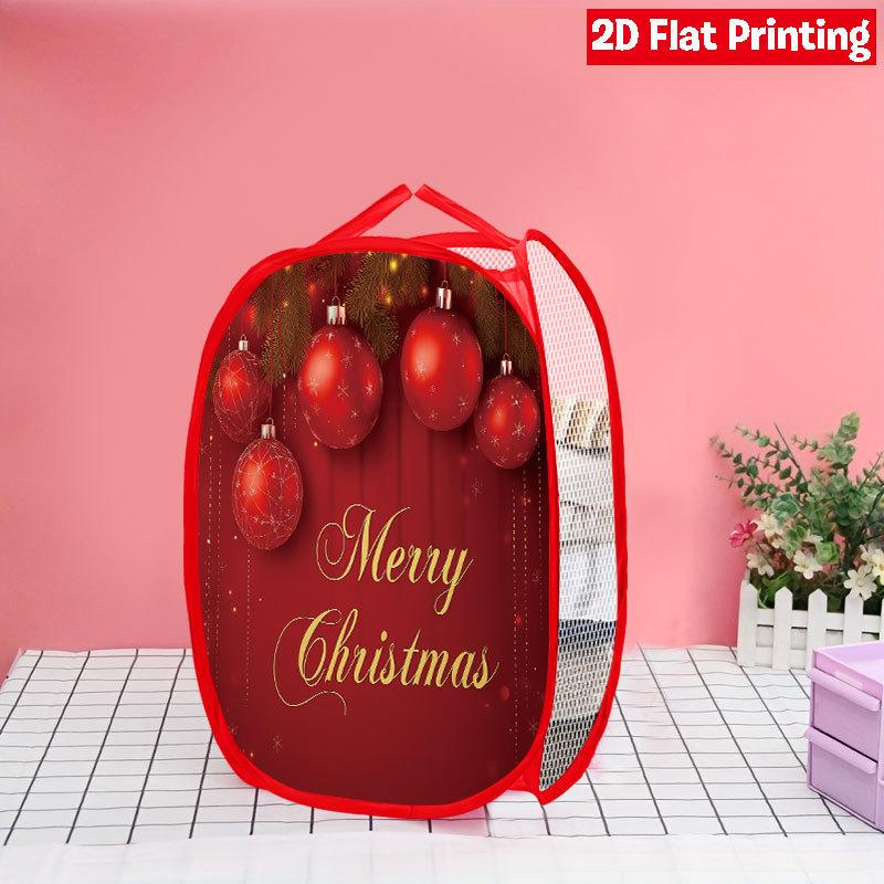 1Pcs Christmas Bathtub Santa Pop-Up Laundry Hamper Expandable Mesh Hamper Basket for Room Bedroom Bathroom Organization Contemporary Storage