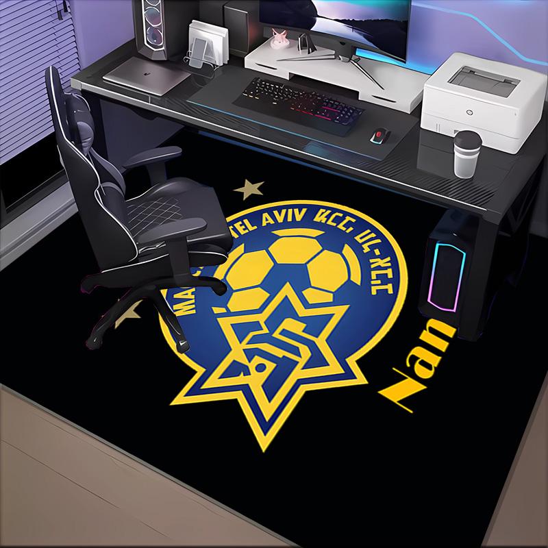 Custom Name Maccabi Football Crest Rug Game Carpet, Floor Mat for Bedroom Living Room Entryway Rug, Home Decor Idea Gift for Christmas birthday