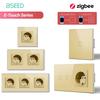 BSEED 1/2/3/4Gang Zigbee Touch Switch Glass with EU Sockets Smart Wall Light Switch Touch Screen Backlight E Series