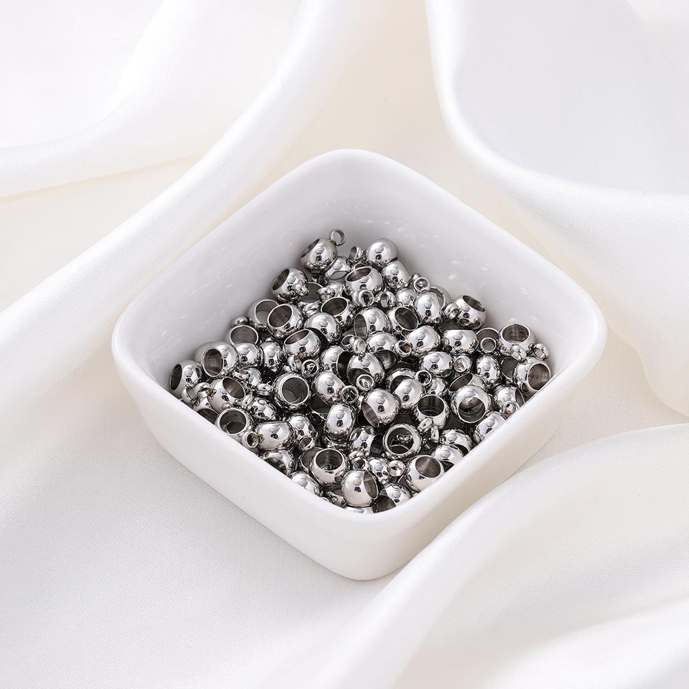 10Pcs/Lot Stainless Steel Spacer Beads Pendant Charms Clasps Bail Beads for Bracelet Necklace DIY Jewelry Making Findings