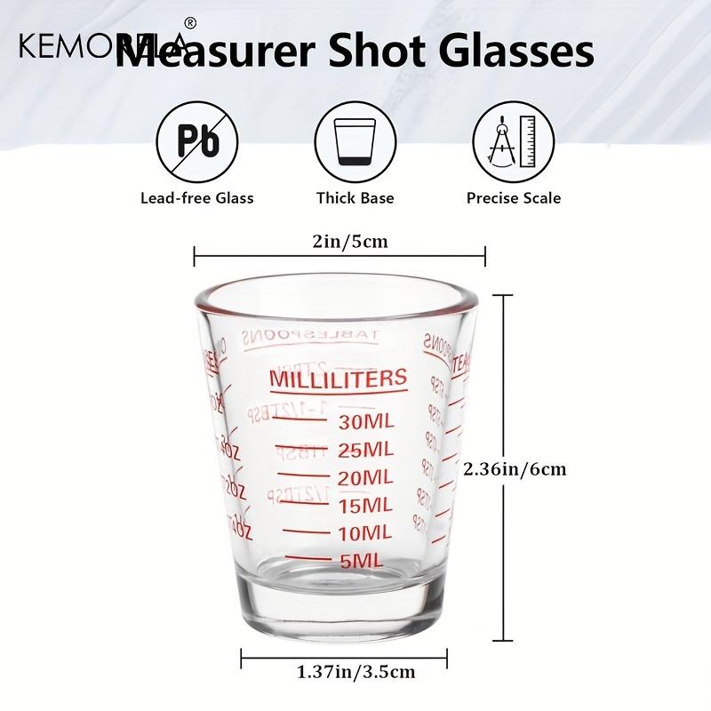 KEMORELA Schnapsgläser Messbecher 2 STÜCK Espresso Shot Gläser Flüssigkeit Schweres Glas 30 ML Kaffee Messbecher Werkzeuge