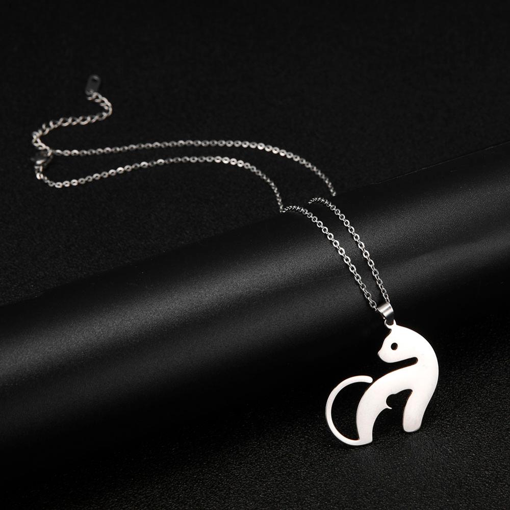 Cazador Stainless Steel Animal Pendant Necklace Cute Cat Dog Pet Whale Elephant Fish Penguin Necklaces Jewelry Gift for Women