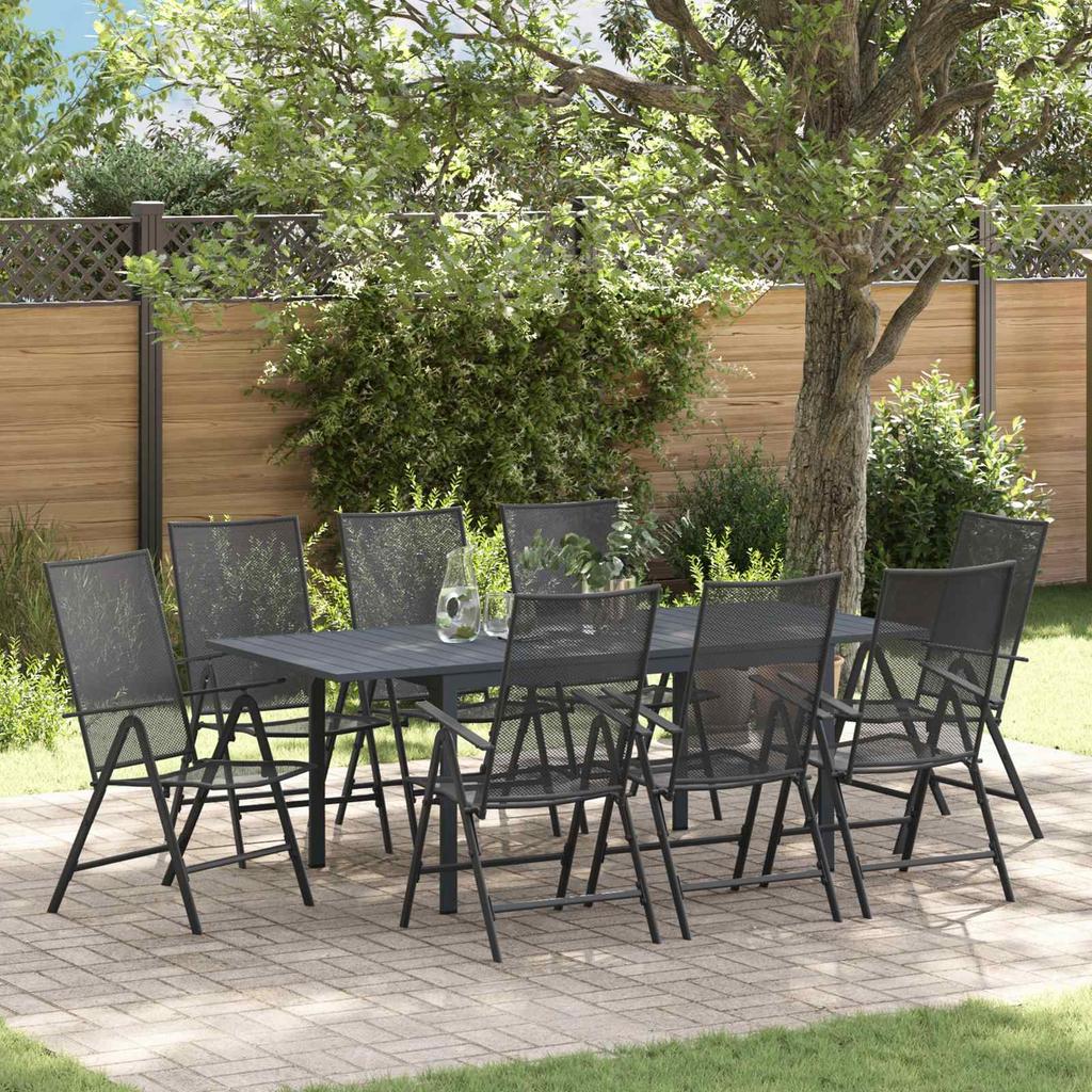 Garden Dining Set 9 Pcs Anthracite Steel