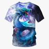 Summer New Cool 3d Dragon Printed Fashion Men's Round Neck Short Sleeve  Funny