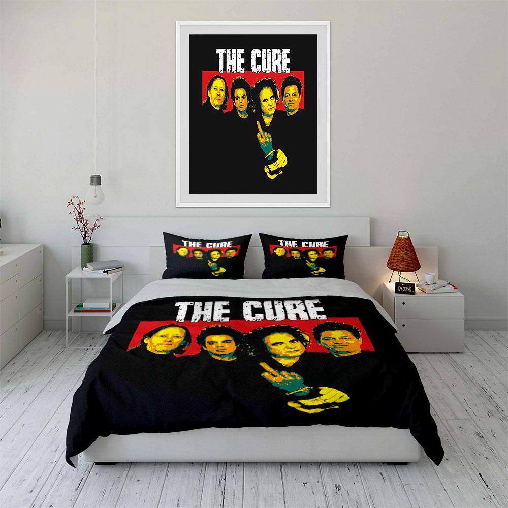 Colorful "The Cure" Band Print Bedding Duvet Cover Set Duvet Cover Pillowcases  (1*Duvet Cover 2*Pillowcases, without duvet insert)
